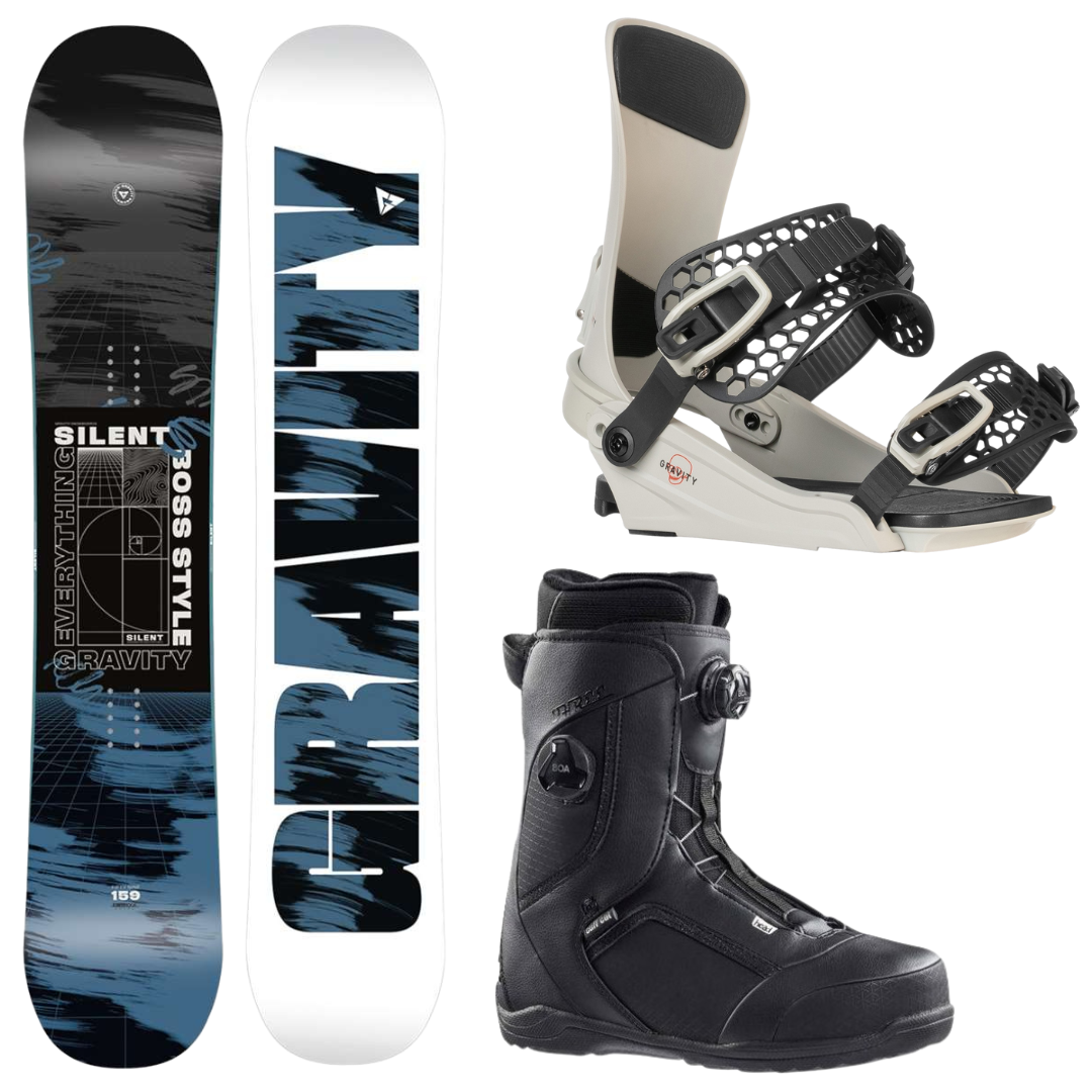 SET Snowboard Gravity Silent + vázání Gravity Drift Stone Black+ boty Head Three Lyt Boa Focus